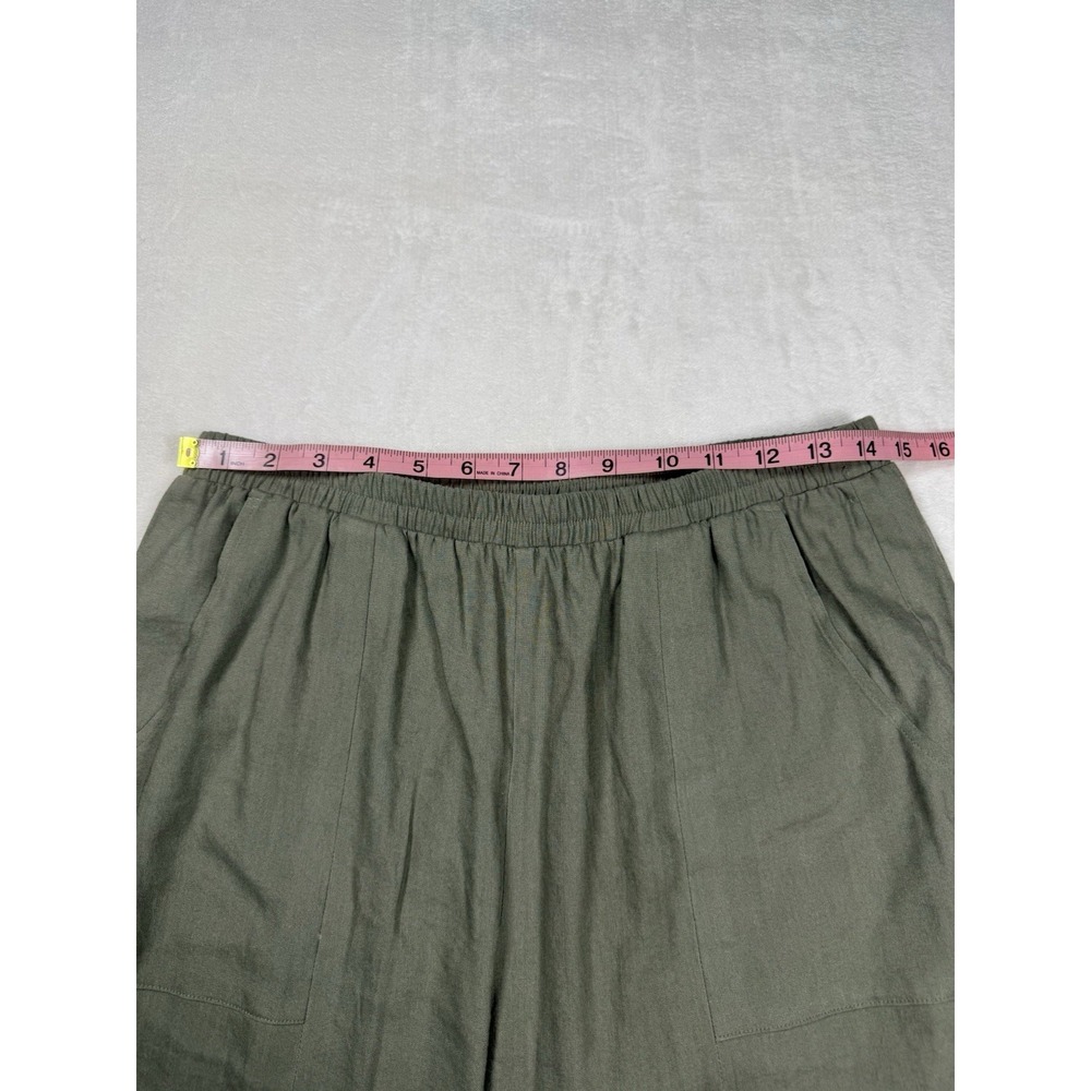 Soft Surroundings Women's Linen Blend Wide Leg Crop Pants Olive Green Size M - Picture 6 of 10